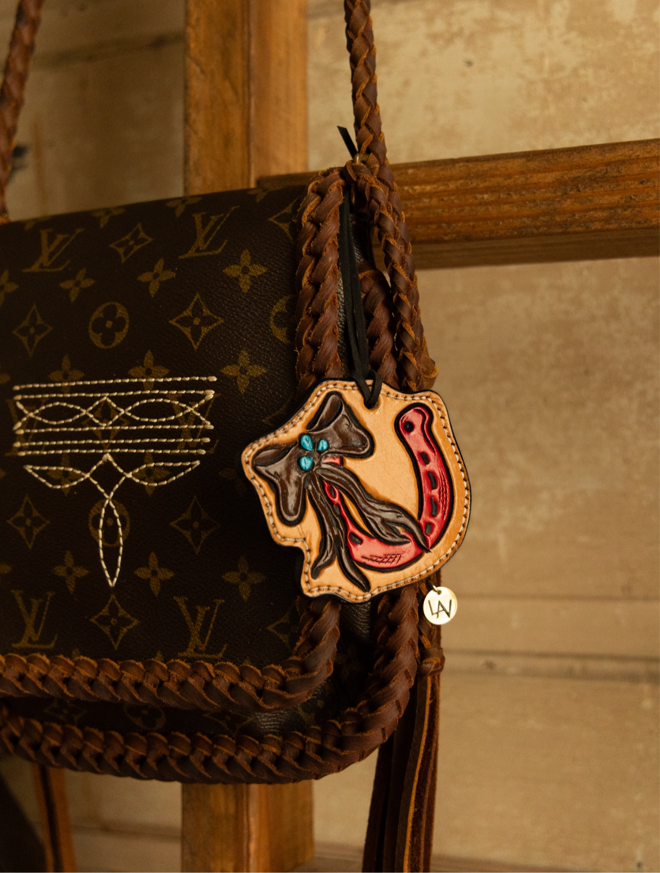 Red Horseshoe Bow Purse Charm