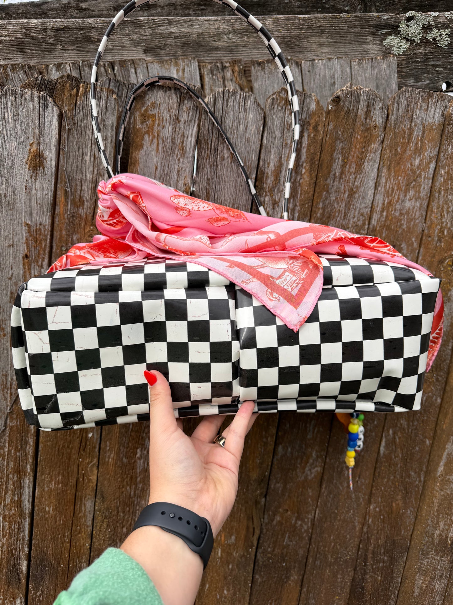 Checkered Drop Shoulder Bag