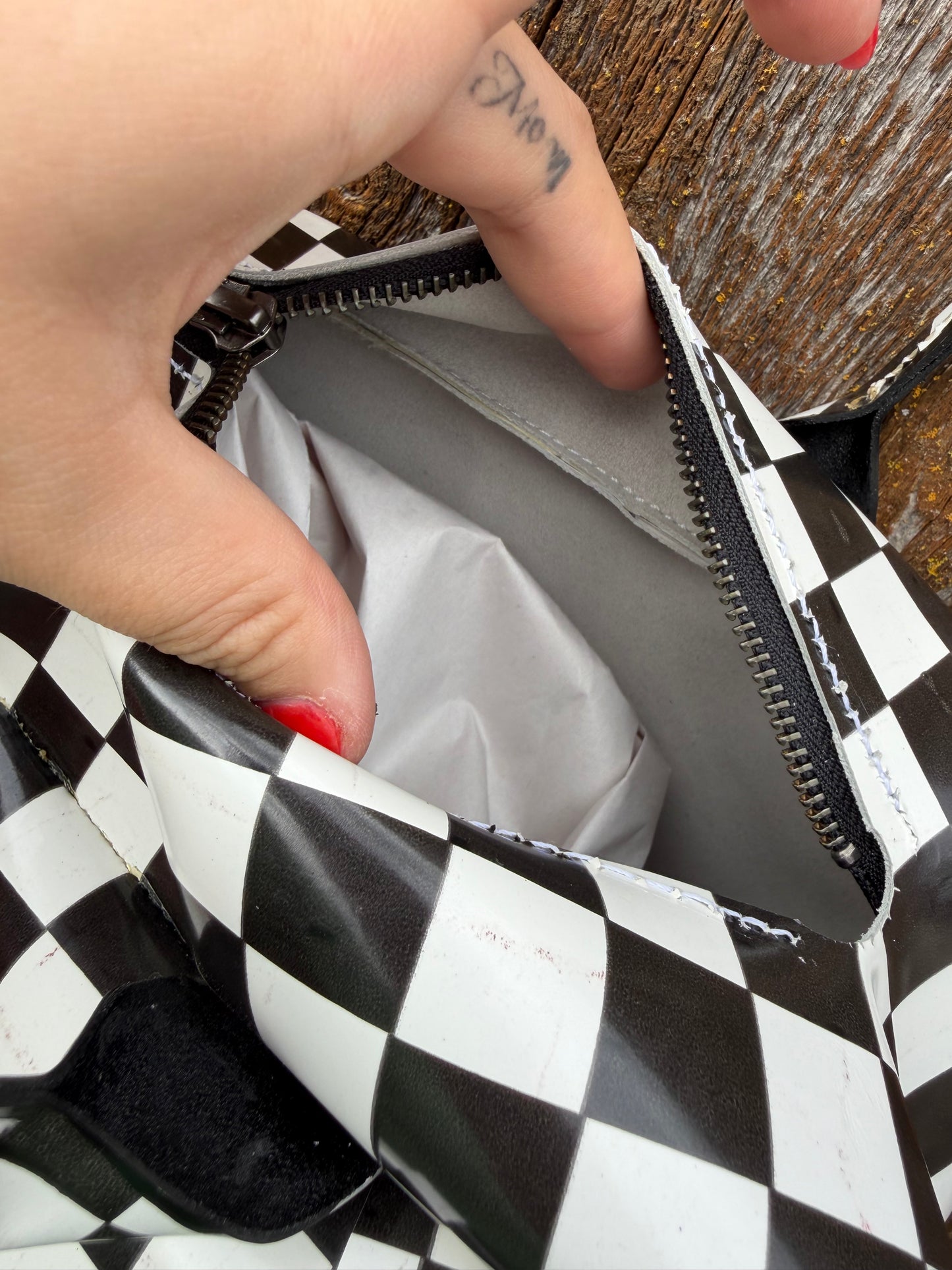 Checkered Drop Shoulder Bag