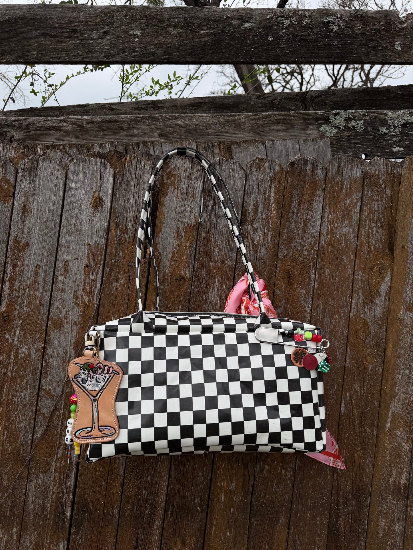 Checkered Drop Shoulder Bag