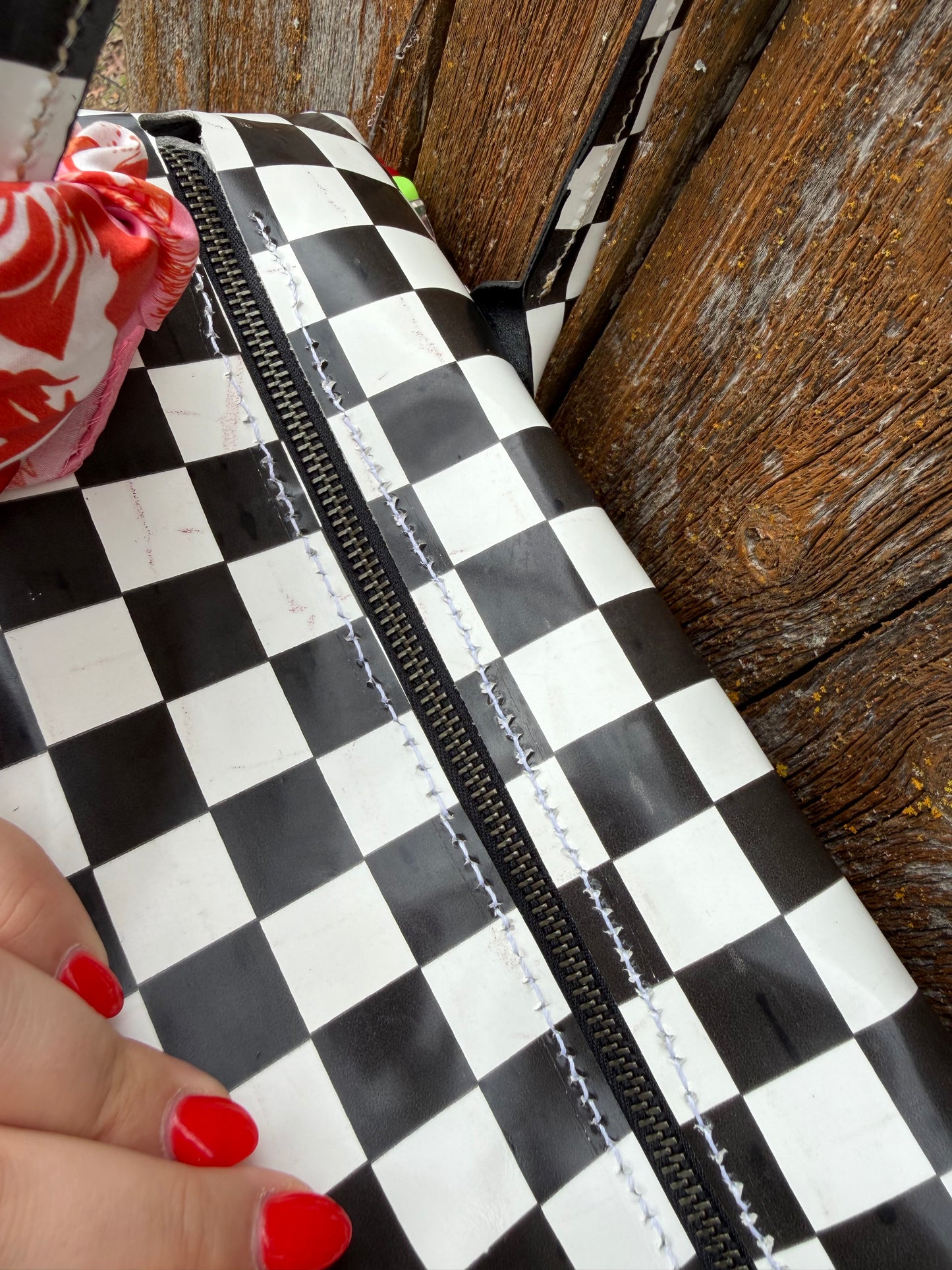 Checkered Drop Shoulder Bag