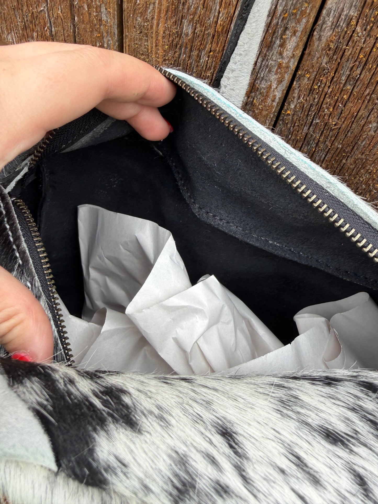 Peppered Cowhide Drop Shoulder Bag