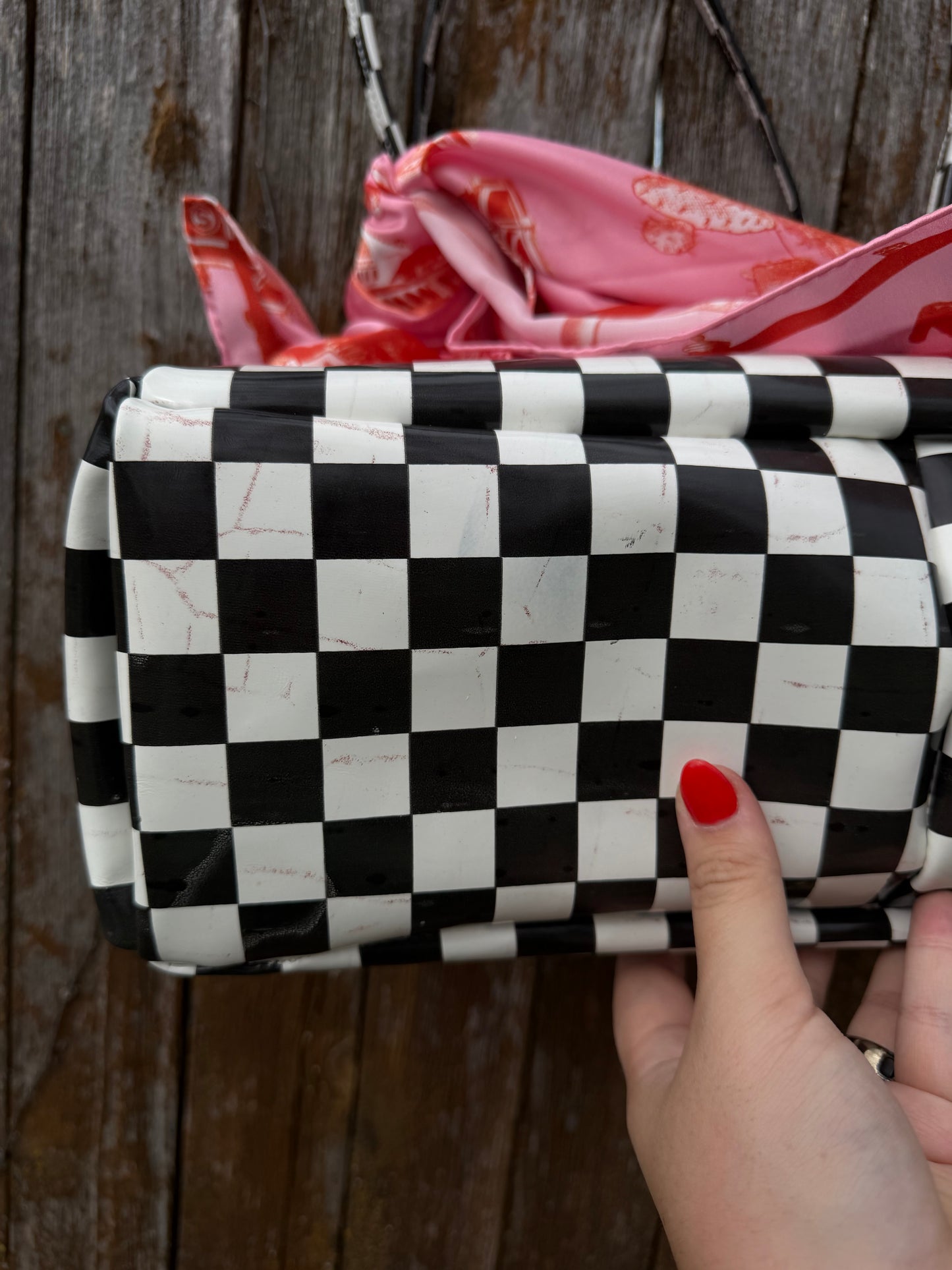 Checkered Drop Shoulder Bag